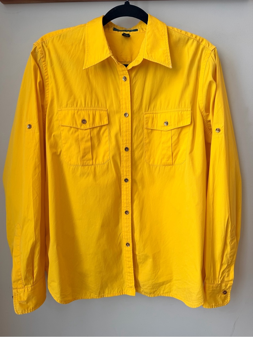 Lauren Ralph Lauren Yellow Utility Shirt Button Front Cotton